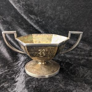 Vintage art deco silver plate open sugar